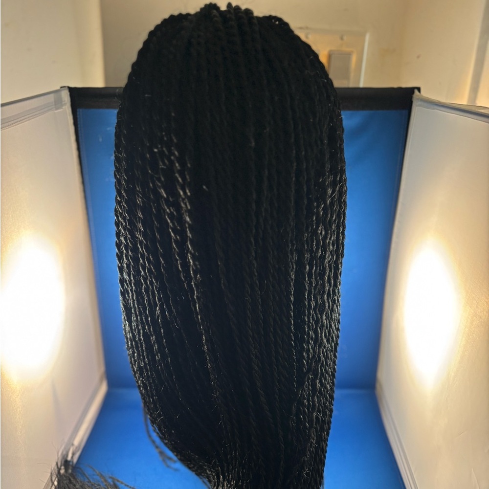 Elegant Black Micro Twist Braided Wig 24-26 in long - Picture 2 of 5